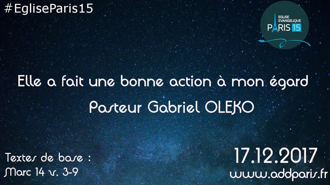 Elle a fait une bonne action à mon égard – Pasteur Gabriel OLEKO