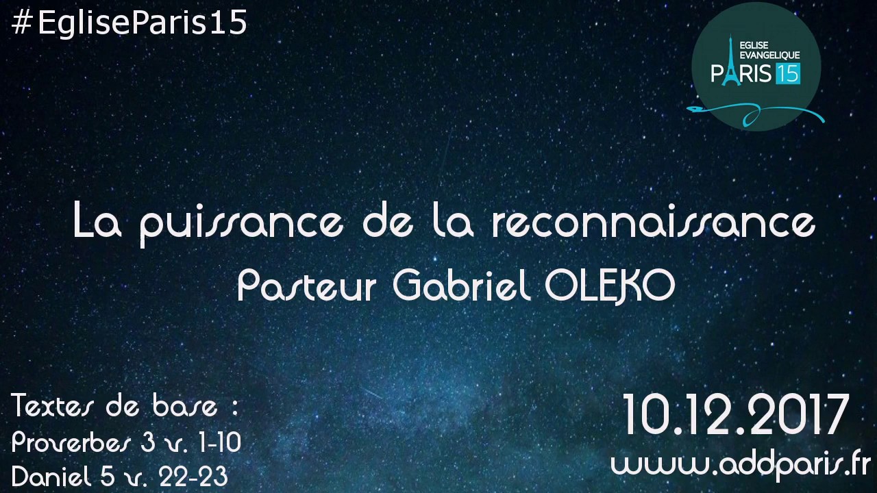 La Puissance de la Reconnaissance – Pasteur Gabriel OLEKO