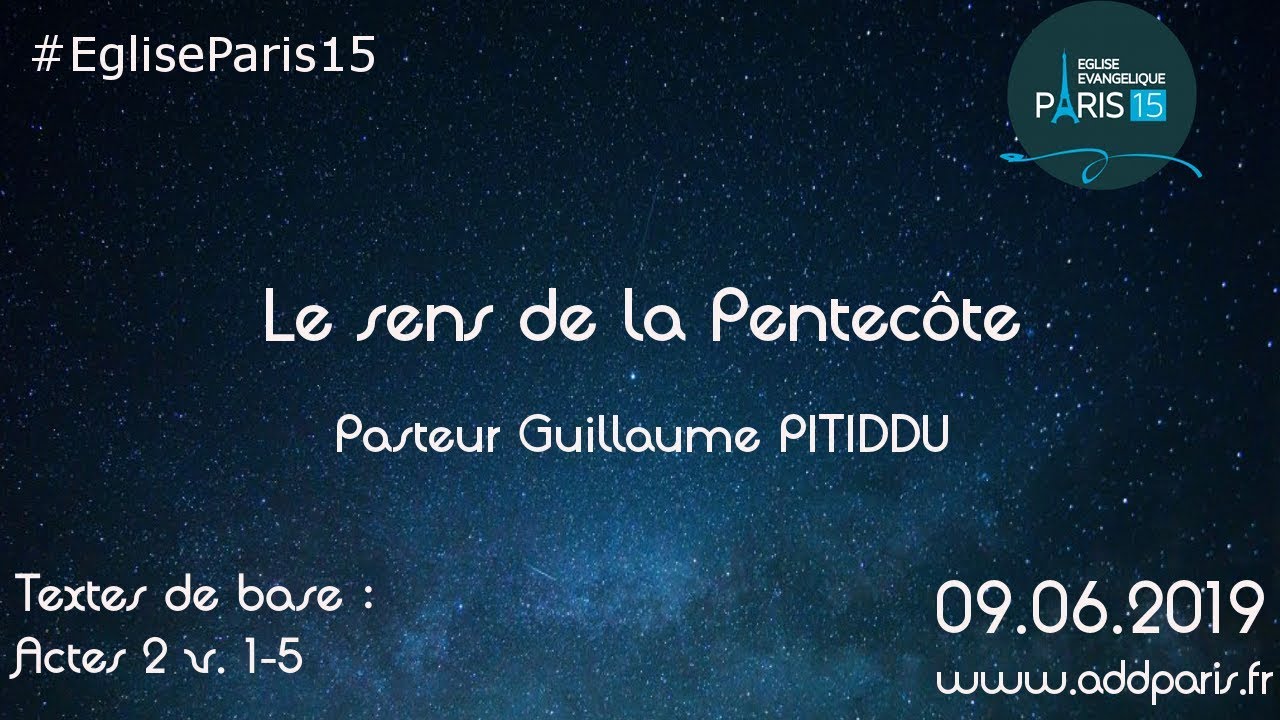 Le sens de la pentecôte – Pasteur Guillaume PITIDDU