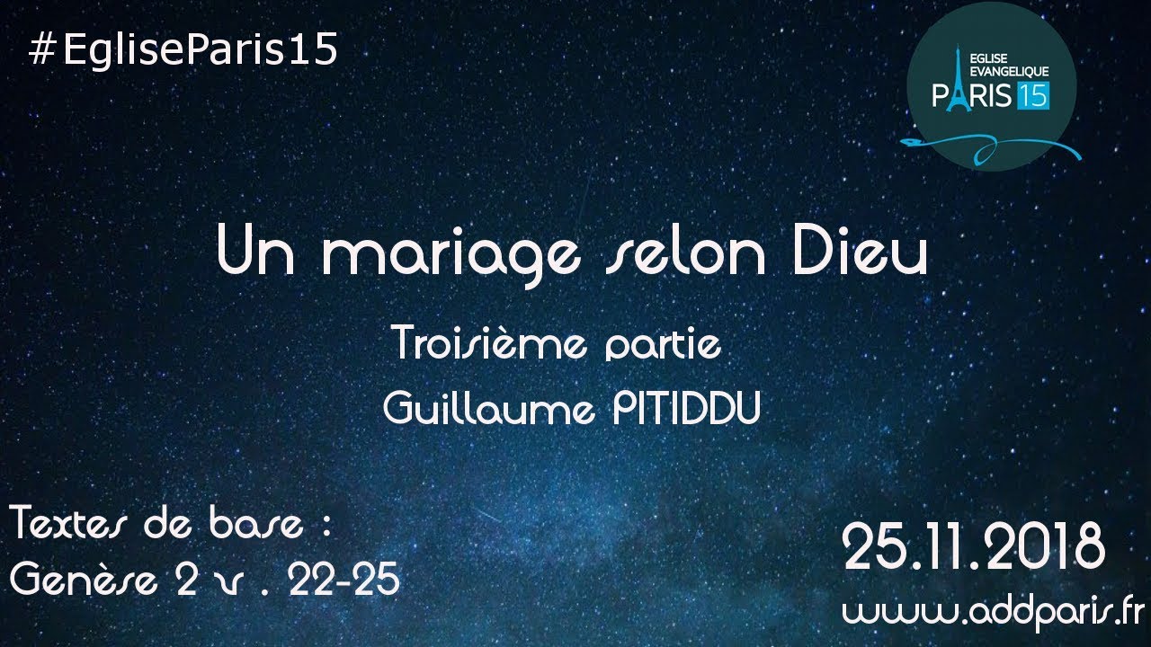 Un mariage selon Dieu(Troisième partie: s’attacher)- Pasteur Guillaume PITIDDU