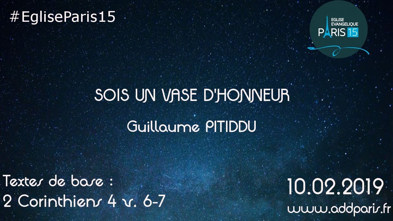 Sois un vase d’honneur – Pasteur Guillaume PITIDDU