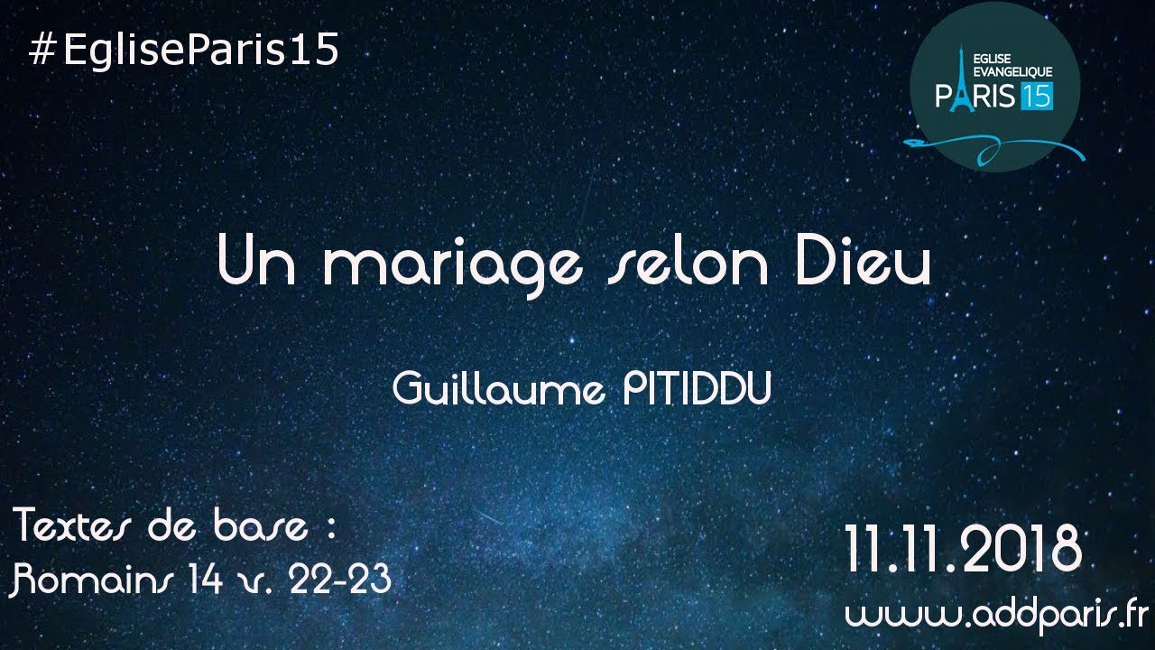 Un mariage selon Dieu – Pasteur Guillaume PITIDDU