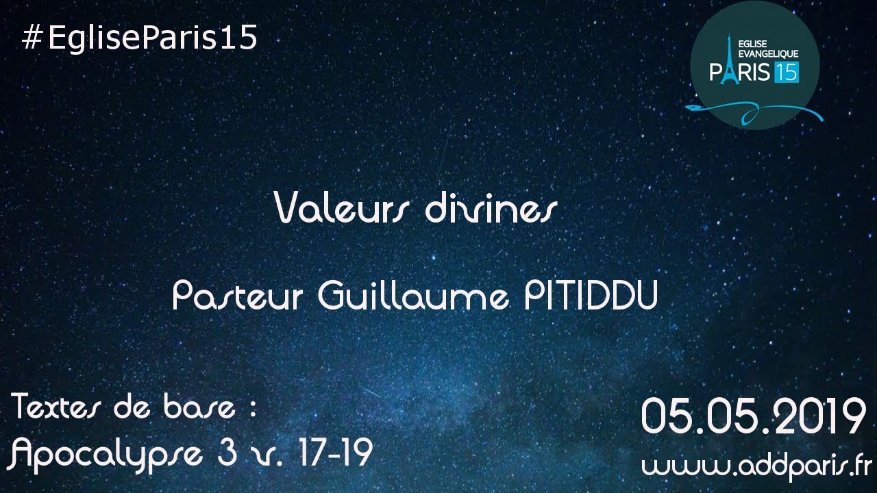Valeurs divines – Pasteur Guillaume PITIDDU